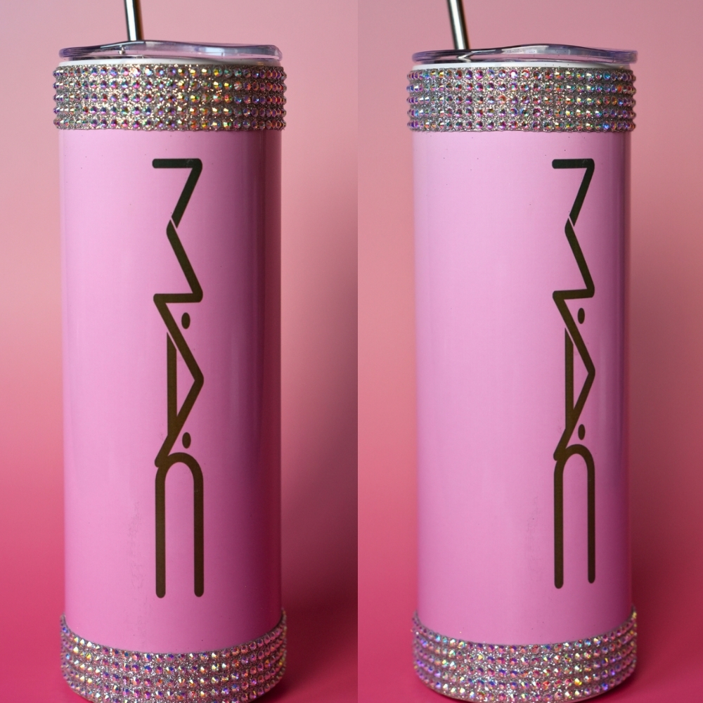 Sublimated Stainless Steel Tumbler with Rhinestone Accents